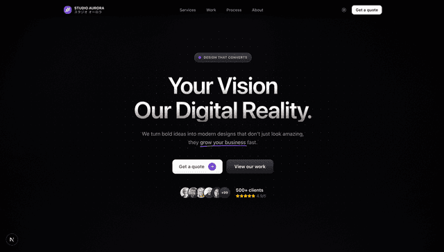 Studio Aurora landing page