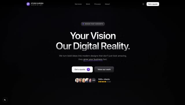 Studio Aurora landing page
